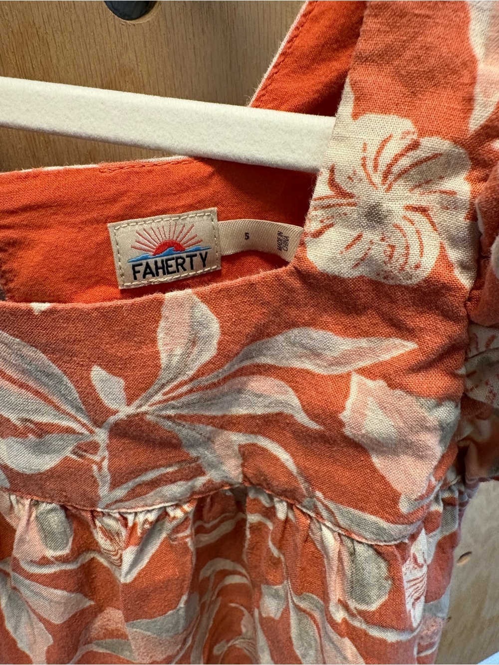 Faherty Rust Floral Ruffle Sundress - Picture 2 of 3